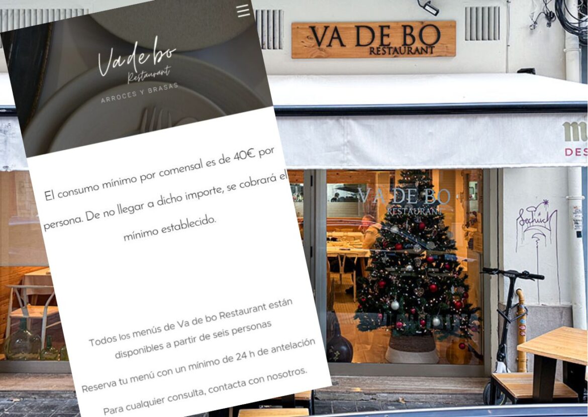 Restaurant VadeBo in Valencia verplicht je voor minimaal 40 euro te consumeren