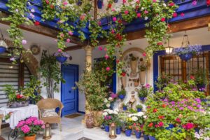 weelderige bebloemde patio in Córdoba