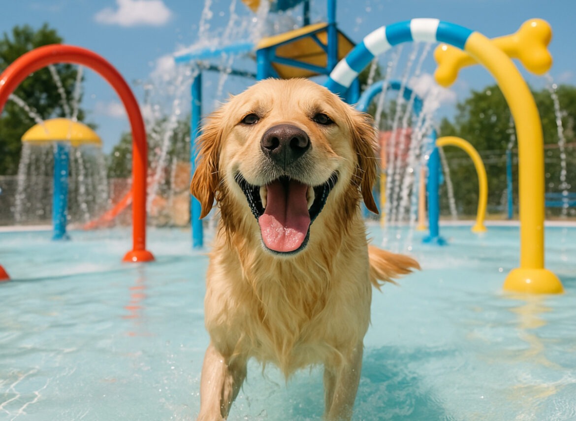 Hond in hondenwaterpark