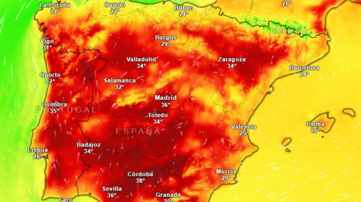 Zinderende hitte, weer