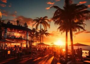 Starlight Beach Club bij zonsondergang