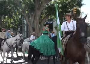 De vlag tijdens de Romería de la Virgen de la Victoria