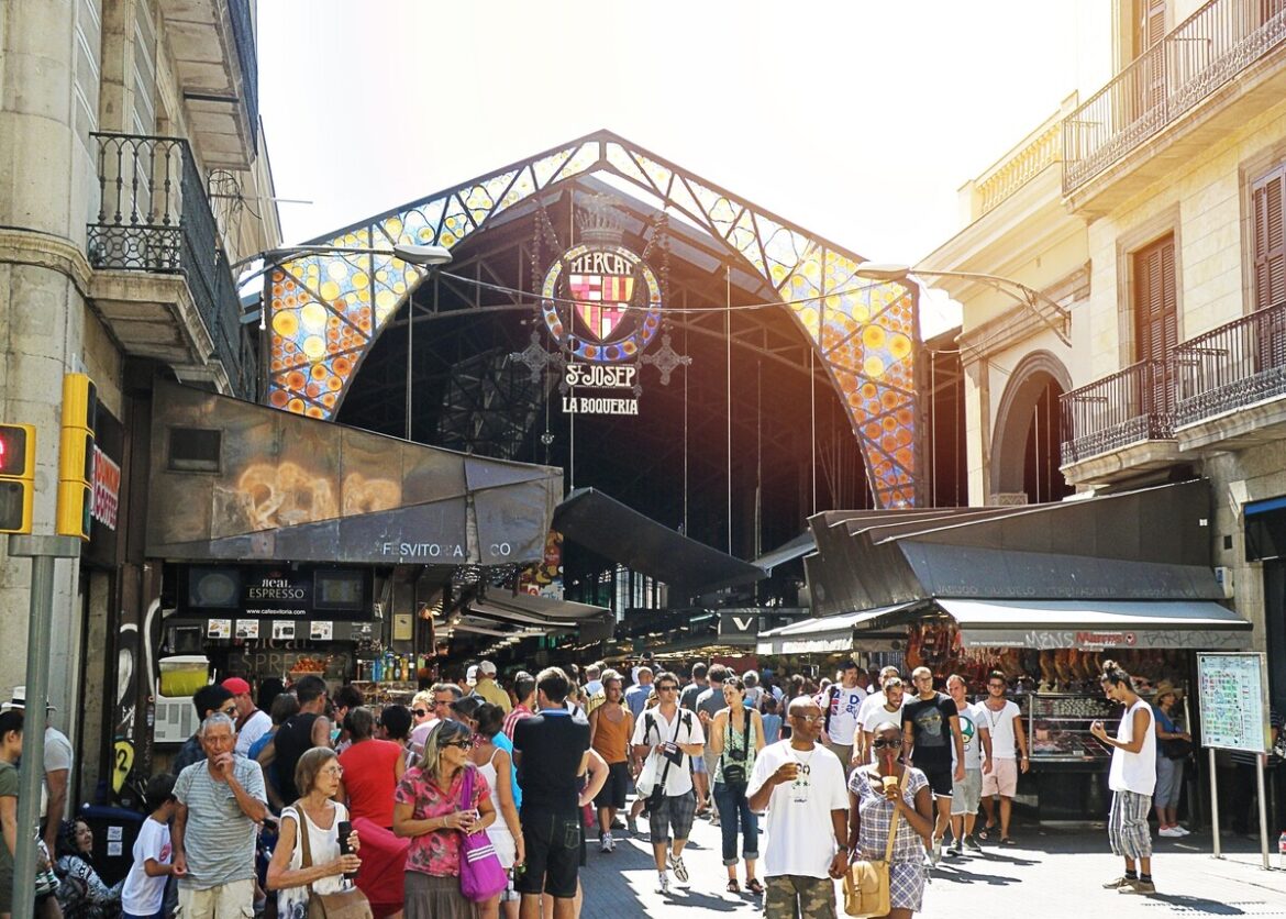Ingang van La Boquería versmarkt in Barcelona