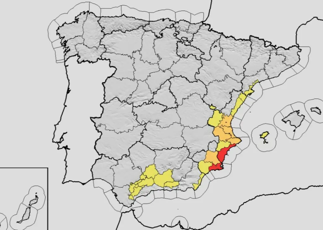 Costa Blanca Zuid en Murcia krijgen code rood vanwege hevige regen met DANA Alice