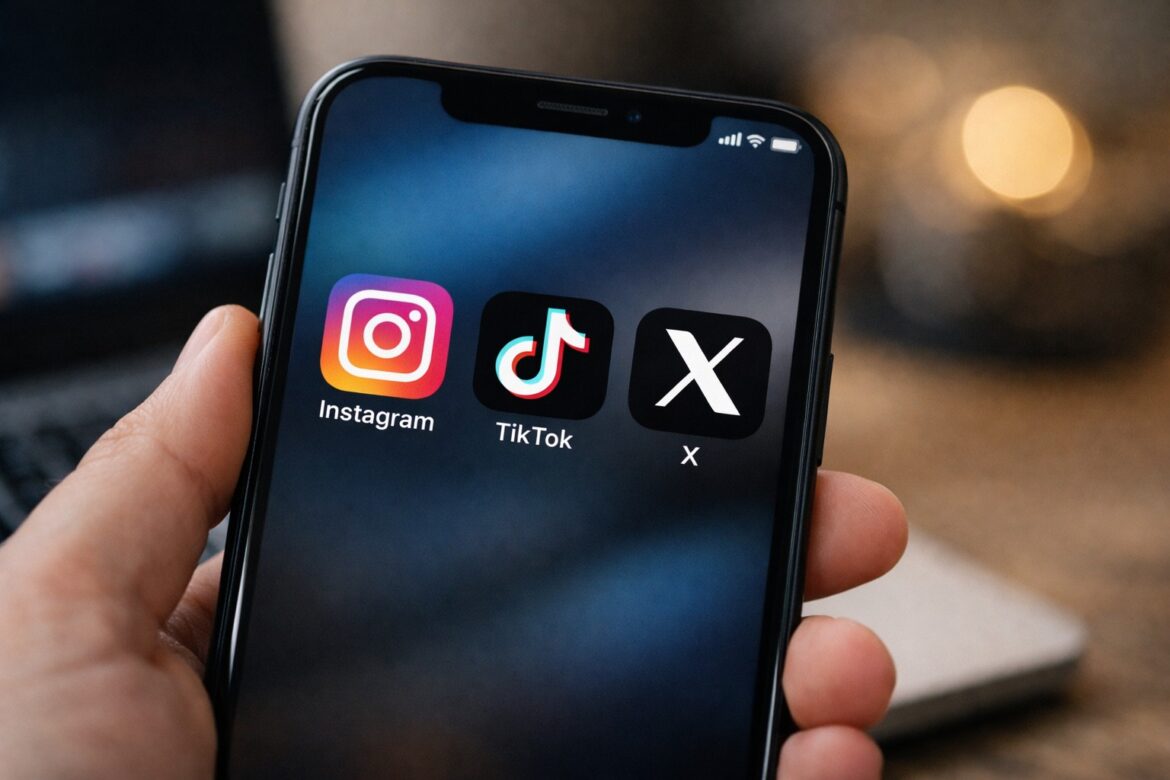 Smartphone met sociale media apps; Spanje gebruikt systeem HODIO om haatspraak op sociale media te analyseren
