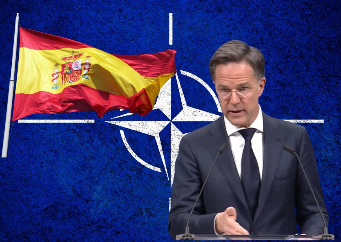 Spaanse vlag, NAVO logo en Mark Rutte: Spanje kan niet uit de NAVO worden gezet