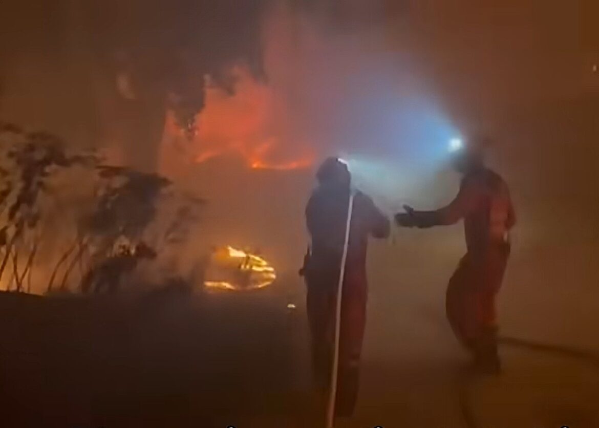 Twee brandweerlieden aan het werk: bosbrand Ávila