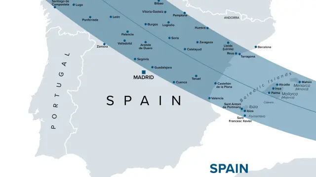 waar zonsverduistering best te zien in Spanje