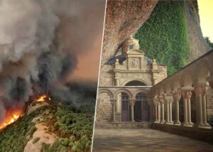 Vuur bedreigd oudste deel van het klooster San Juan de la Peña, de plek staat symbool voor het ontstaan van Aragón